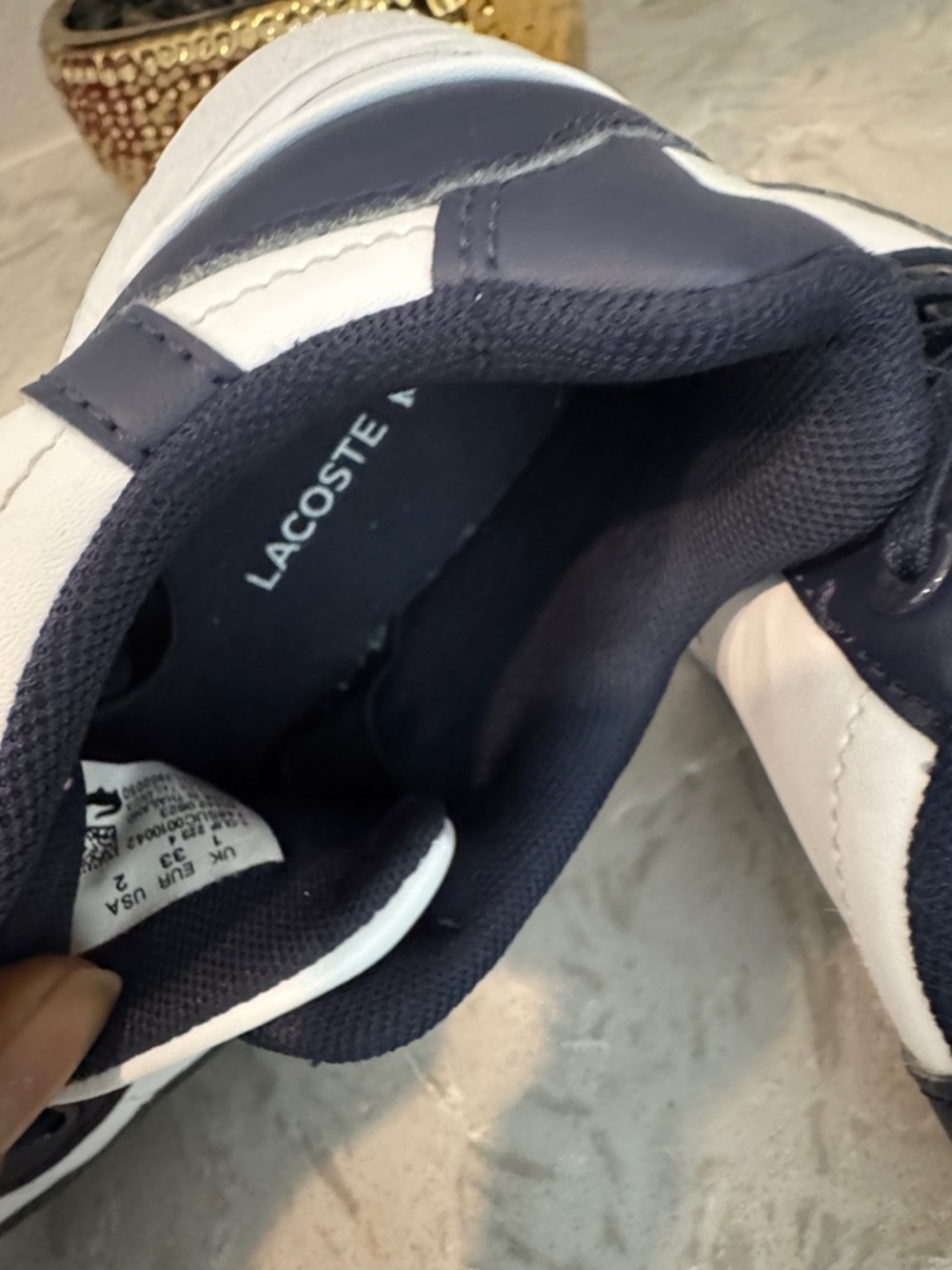 Lacoste Men’s Low-Top Sneakers in White & Navy - Picture 4 of 7